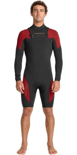 2026 Quiksilver Mens Mercury 2/2mm Chest Zip Long Sleeve Springsuit Wetsuit 25AW243501 - High Risk Red